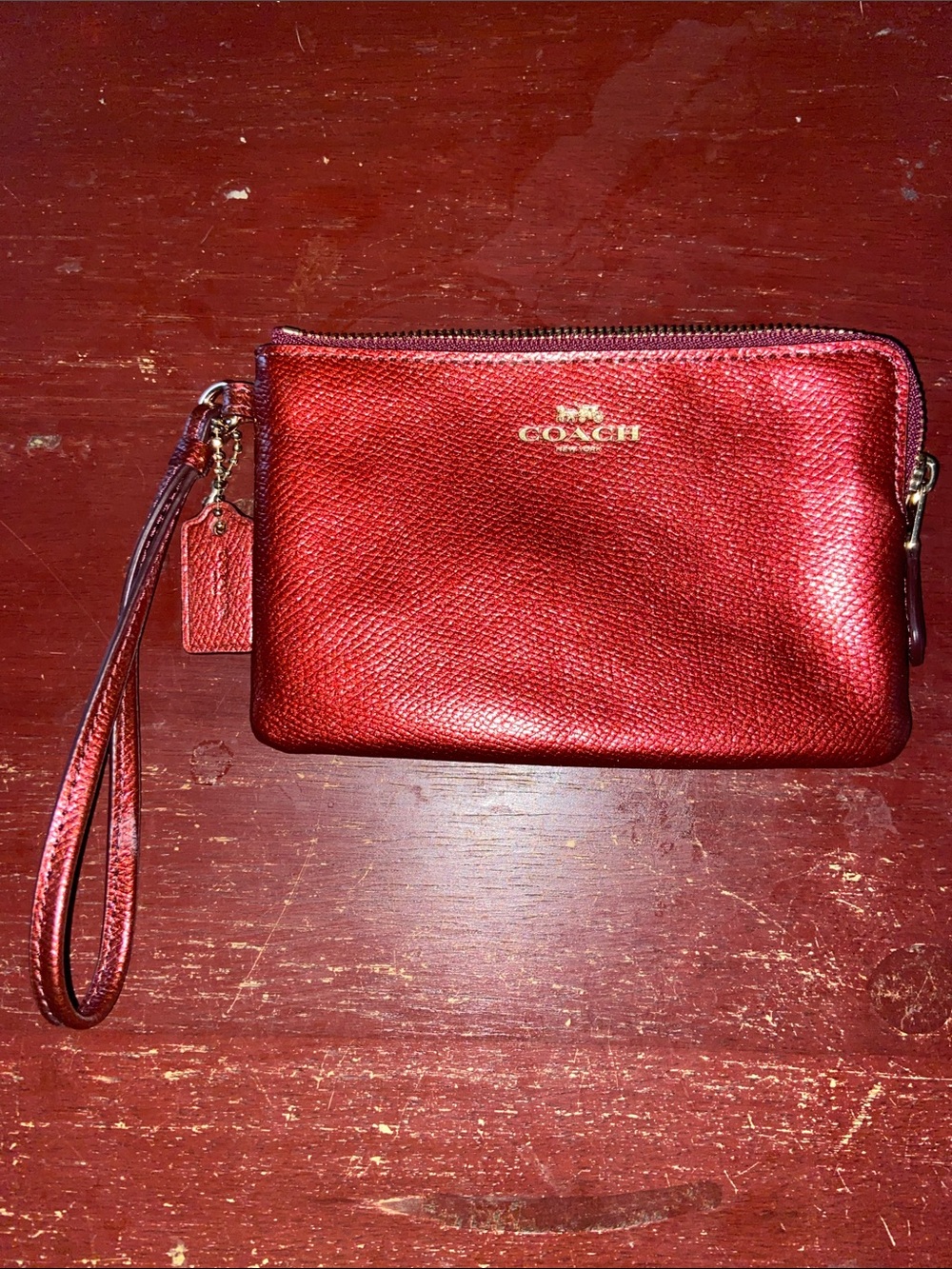 Coach Metallic Leather Wristlet EUC